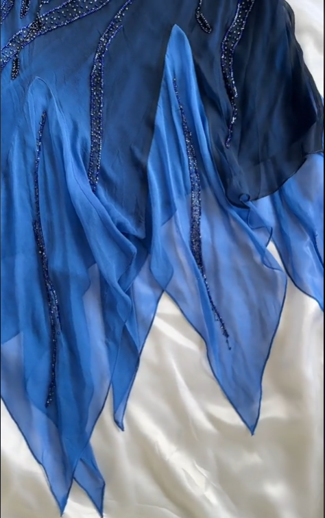 Elegant A Line Spaghetti Straps Navy Blue Chiffon Beads Long Prom Dresses Formal Dress C2743