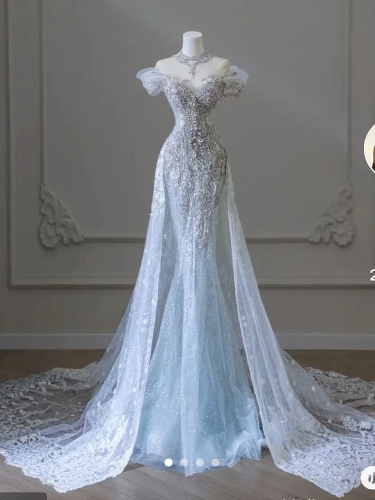 Elegant Mermaid Strapless Light Sky Blue Long Prom Dress B441