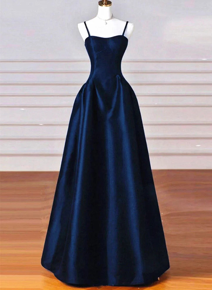 Elegant Black A-Line Satin Long Prom Dress Long Prom Dress B531