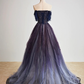 Dark starry sky purple tulle long prom dress purple evening dress BD19
