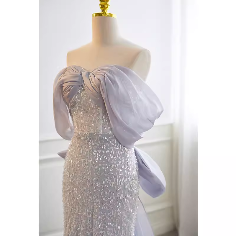 Sparkly Mermaid Blue Sequin Long Prom Dress B133