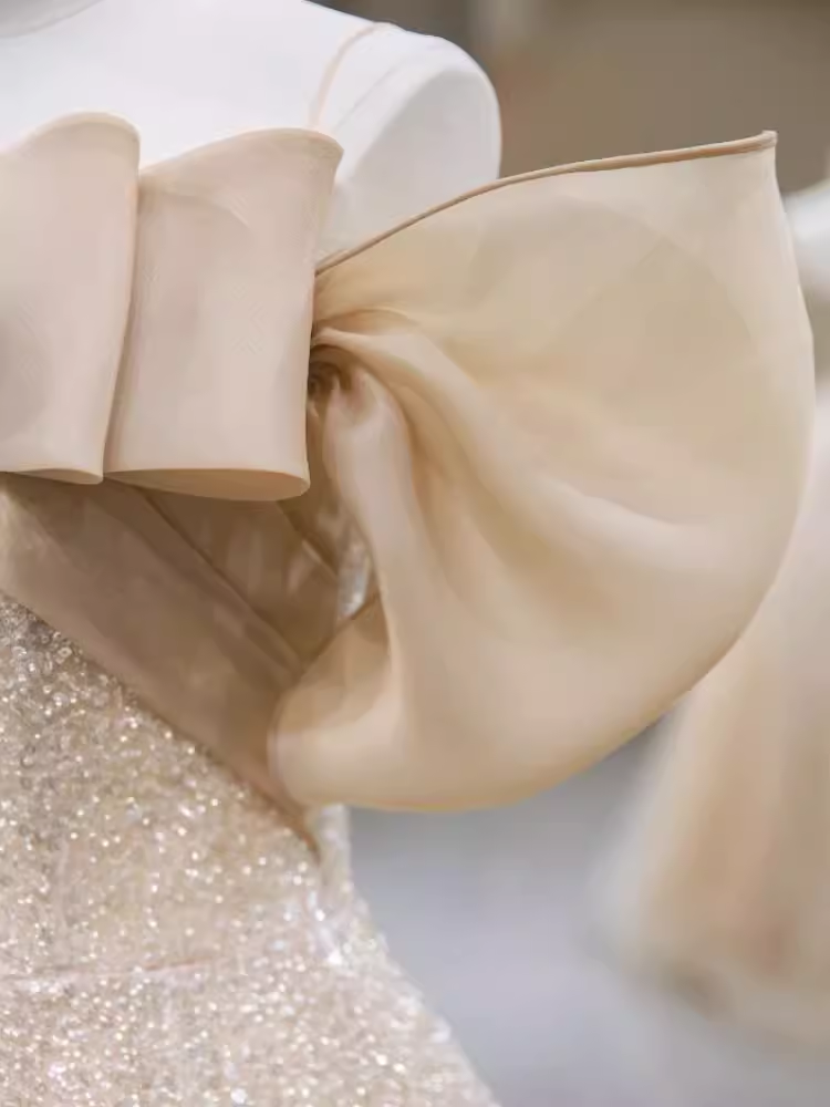 Sparkly A Line Off The Shoulder Champagne Sequin Long Prom Dress B169