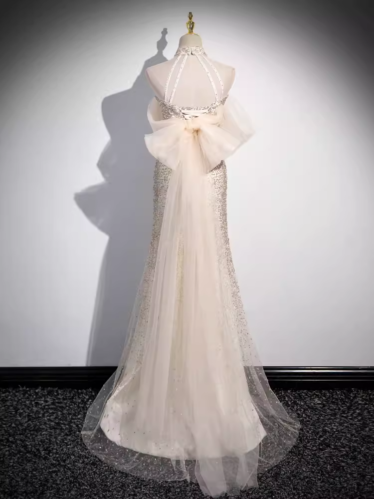 Mermaid High Neckline Sequin Long Prom Dress B175