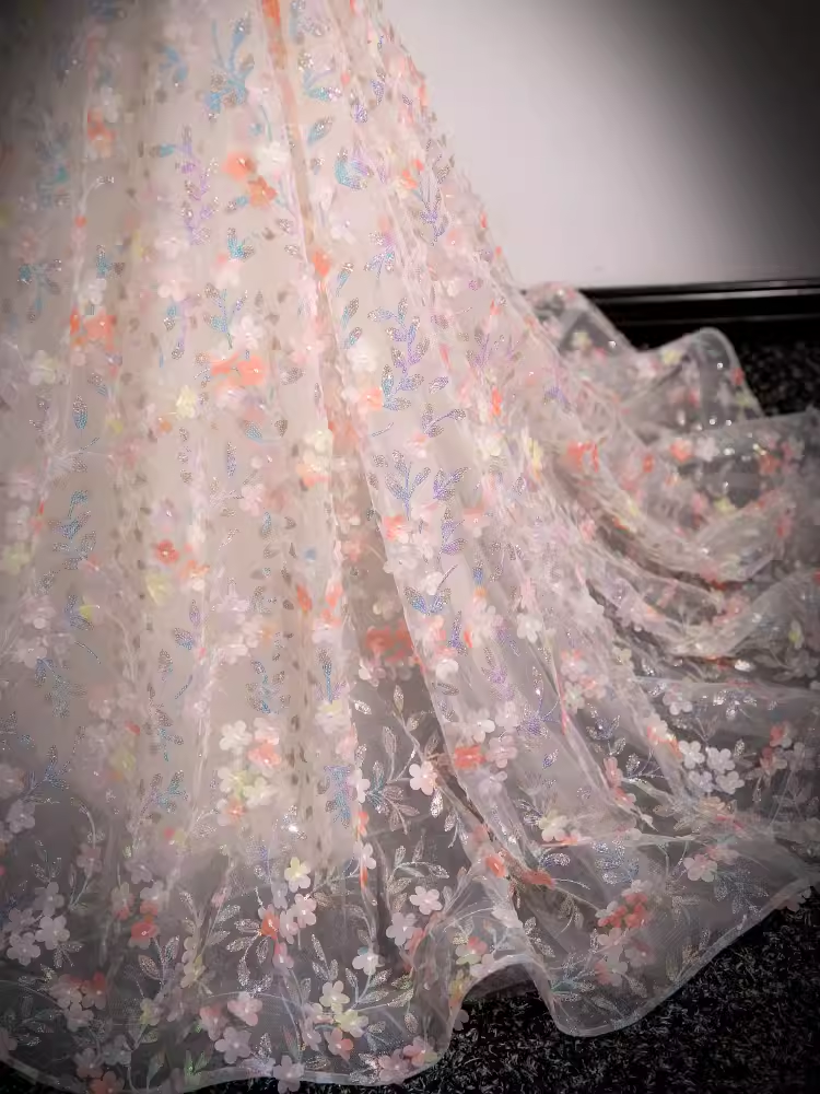 Beautiful A line Strapless Floral Long Prom Dress B176