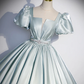 Vintage Ball Gown Blue Satin Long Prom Dress Sweet 16 Dress B204