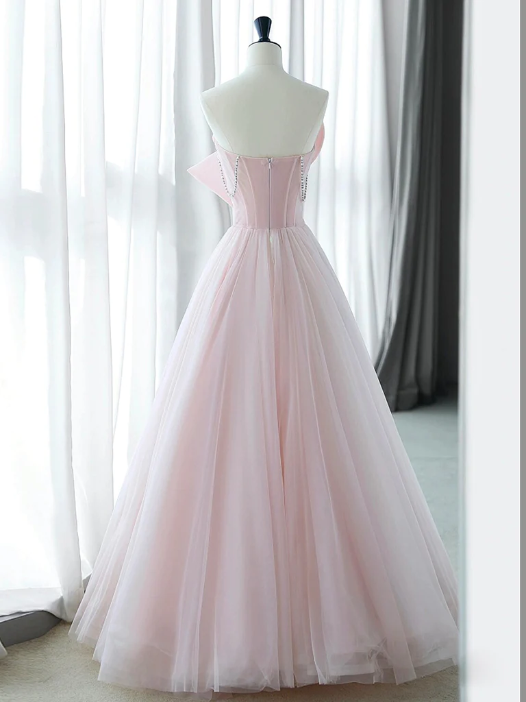 A-Line Pink Organza Long Prom Dress B245