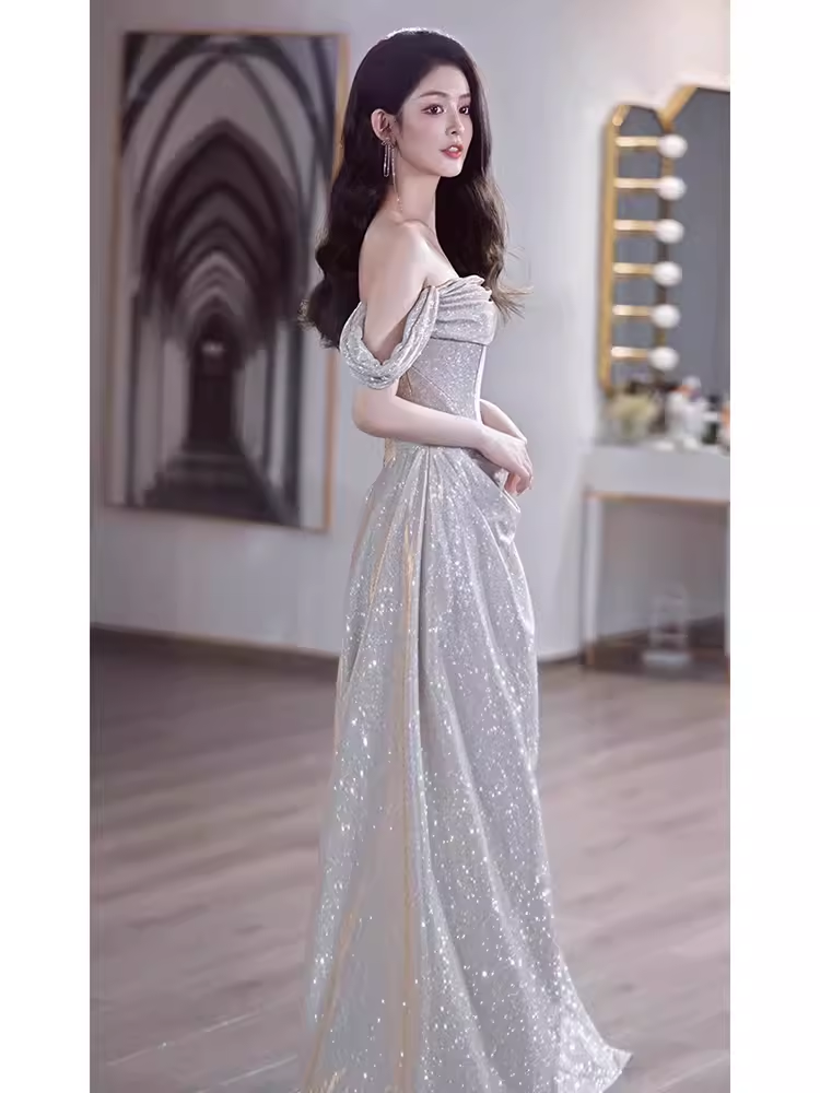 Mermaid Off The Shoulder Sequin Long Prom Dress B664