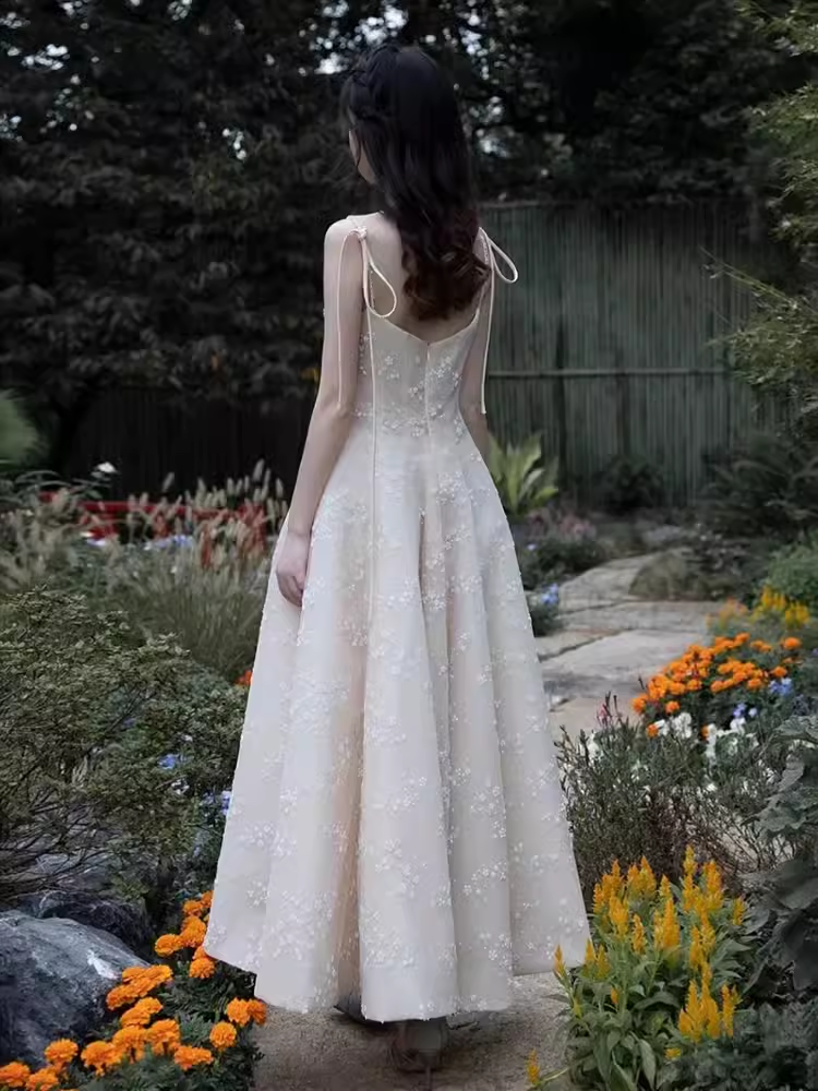 Robe de bal Vintage en dentelle blanche, ligne A, sans manches, B679