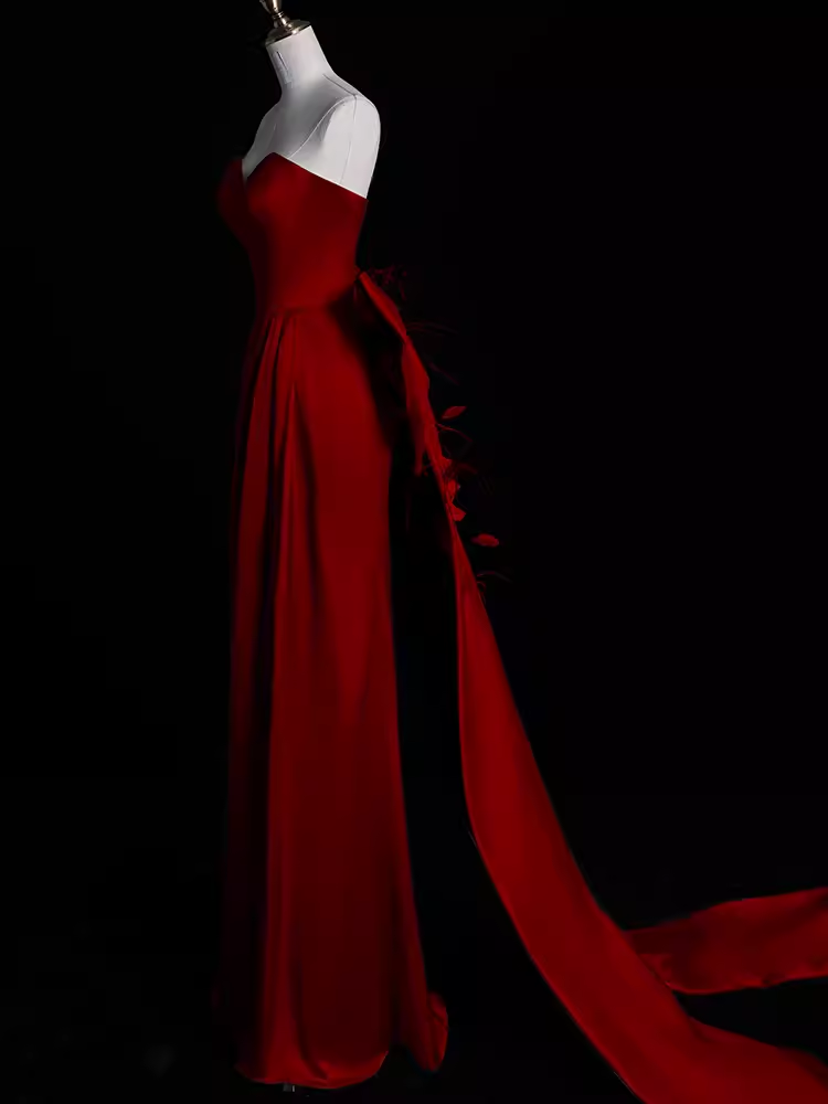 Sexy Mermaid Long Red Prom Dresses D065