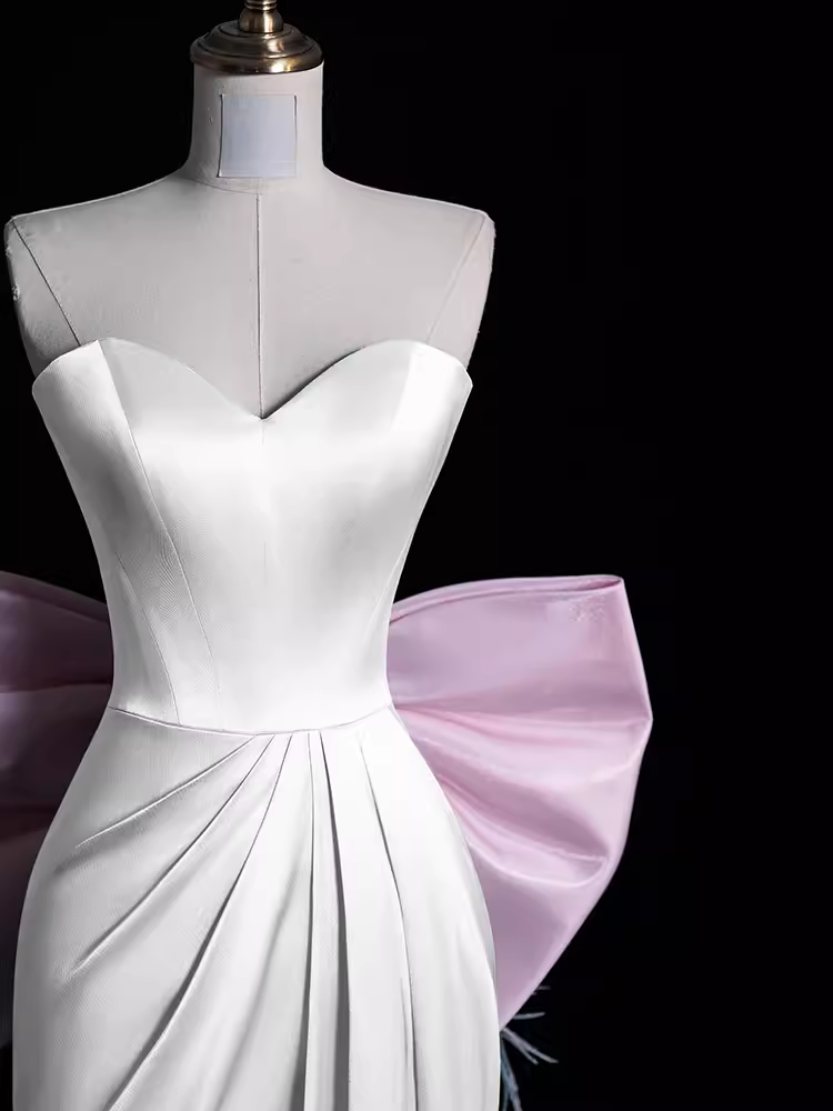 Robe de bal longue en Satin, ligne A, sexy, sans bretelles, B778
