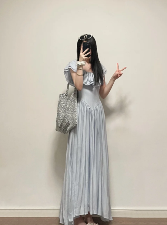 Nouvelle robe longue d'été élégante de style français pour femme C7601