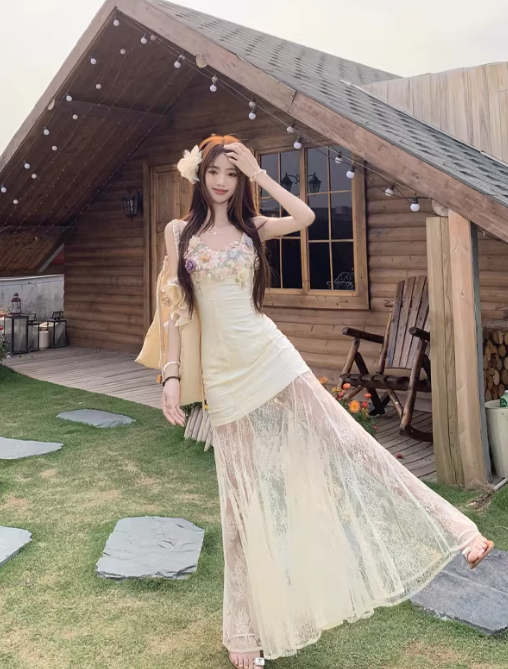 New Pretty French-style Elegant Summer Women's Long Dress C7727