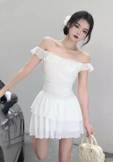 Robe courte d'été pour femme, style français, collection 2026, référence C7333