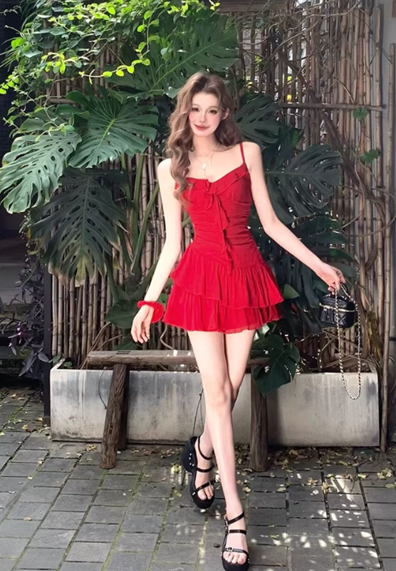 Robe courte d'été pour femme, style français, collection 2026, référence C7741