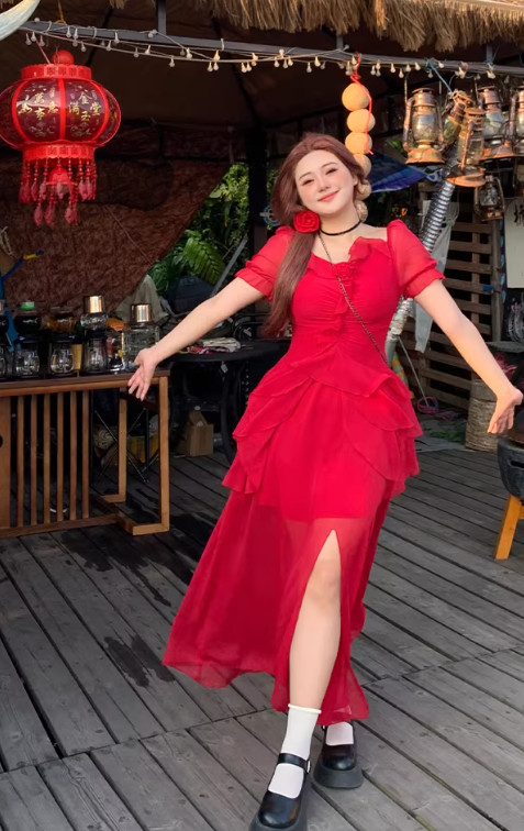Nouvelle robe longue d'été élégante de style français pour femme C7815