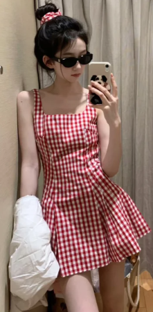 Robe courte d'été pour femme, style français, collection 2026, référence C7387