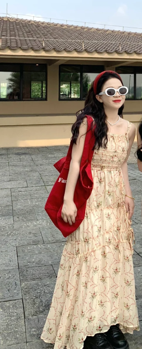 Nouvelle robe longue d'été élégante de style français pour femme C7921