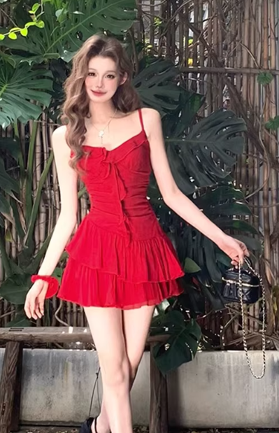 Robe courte d'été pour femme, style français, collection 2026, référence C7231