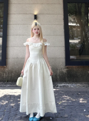 Nouvelle robe longue d'été élégante de style français pour femme C7541