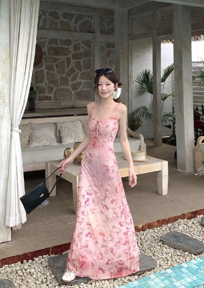 Nouvelle robe longue d'été élégante de style français pour femme C7645