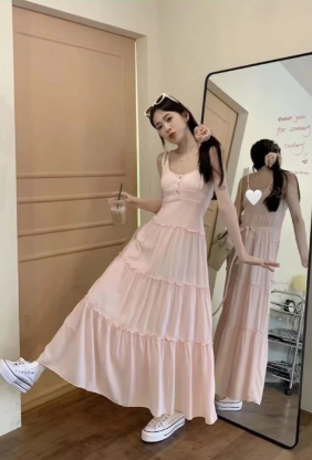 Nouvelle robe longue d'été élégante de style français pour femme C7646