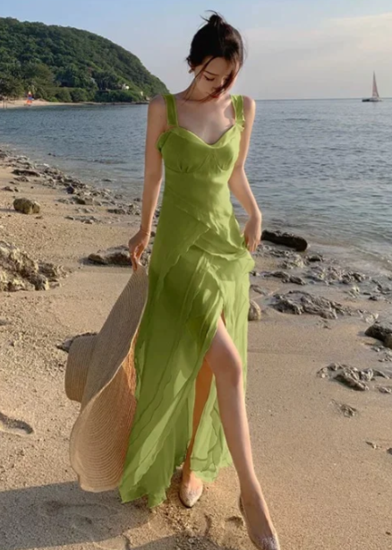 Nouvelle robe longue d'été élégante de style français pour femme C7649