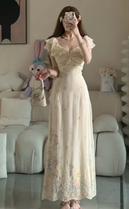 New Pretty French-style Elegant Summer Women's Long Dress C7659