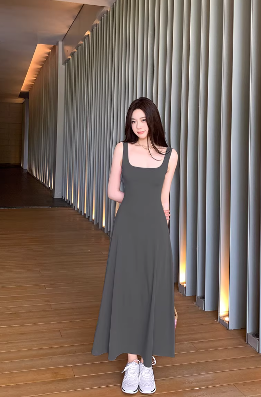 Nouvelle robe longue d'été élégante de style français pour femme C7762