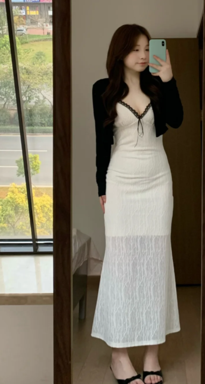 Nouvelle robe longue d'été élégante de style français pour femme C7562