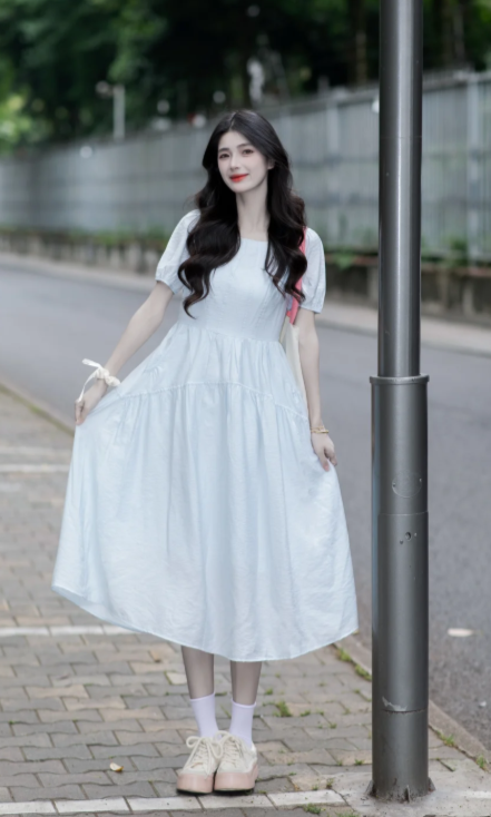 Nouvelle robe longue d'été élégante de style français pour femme C7873