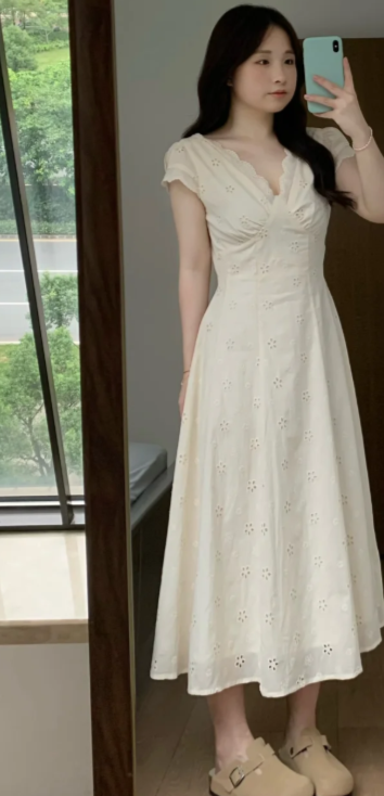 Nouvelle robe longue d'été élégante de style français pour femme C7573