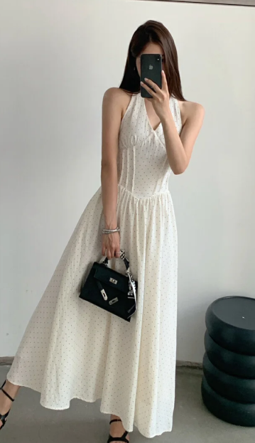 Nouvelle robe longue d'été élégante de style français pour femme C7682