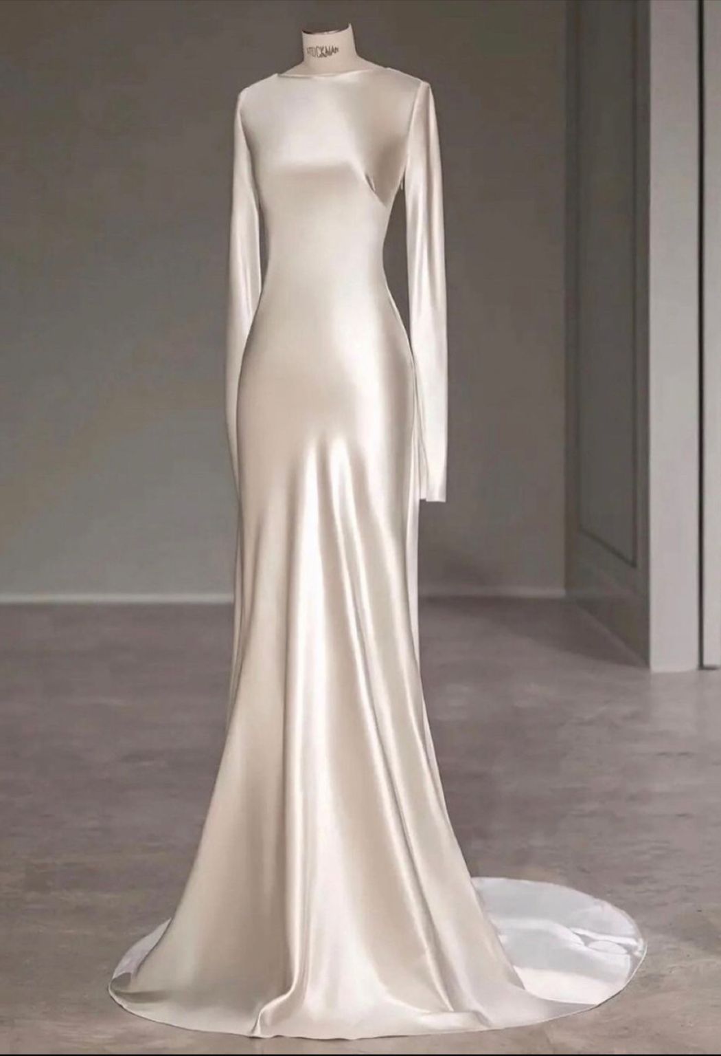Fairytale With Long Sleeves And Open Back Satin Wedding Dress C311 BlingDress Fairytale With Long Sleeves And Open Back Satin Wedding Dress C311 BlingDress