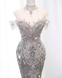 Robe de mariée longue sirène élégante, épaules dénudées, paillettes, C332