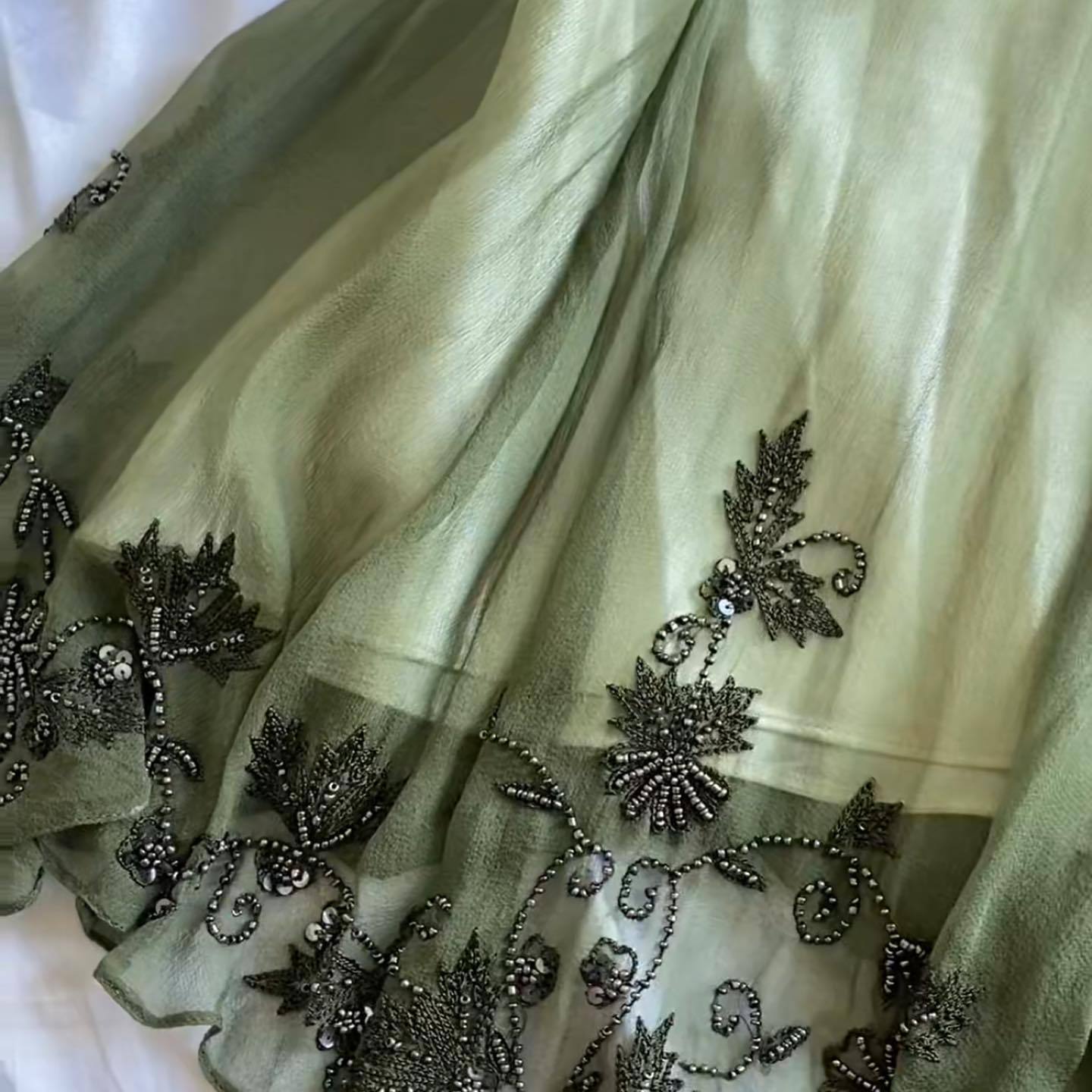 Gorgeous A Line Spaghetti Straps Green Tea Length Prom Dresses Evening Dress C2997