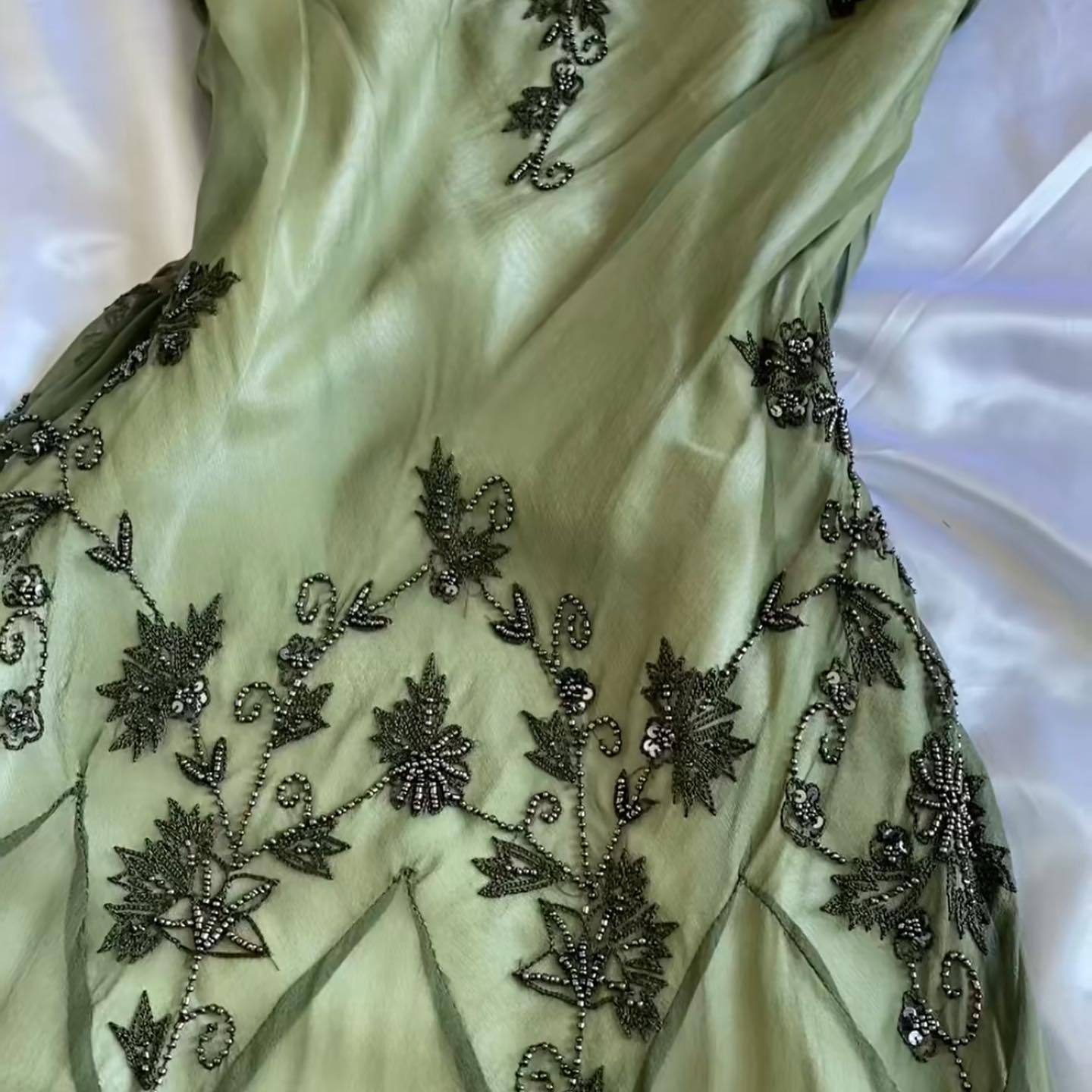 Gorgeous A Line Spaghetti Straps Green Tea Length Prom Dresses Evening Dress C2997