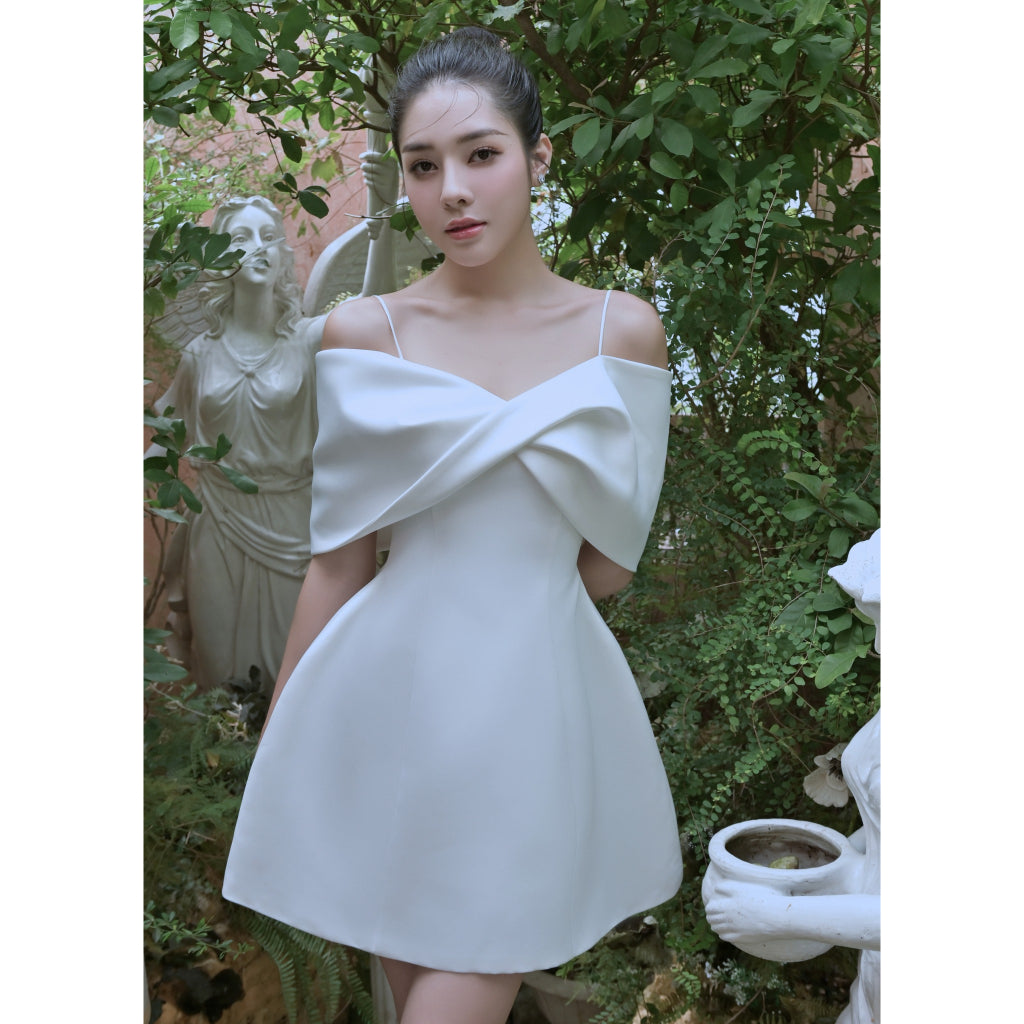 Vintage A Line Spaghetti Straps White Cocktail Dresses Short Homecoming Dress C1004