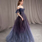 Dark starry sky purple tulle long prom dress purple evening dress BD19