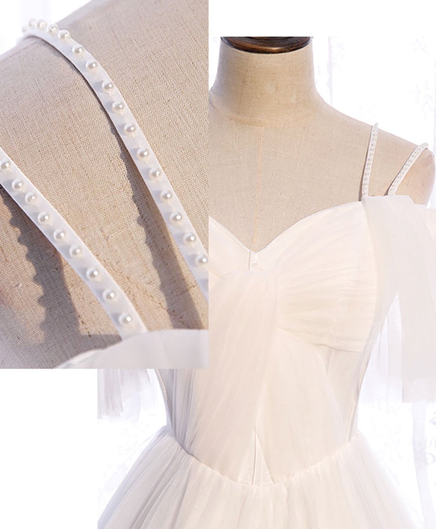 Simple white sweetheart long prom dress white formal dress BD77
