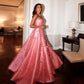 Robe de soirée en satin rose à col en cœur et coupe trapèze, longueur au sol, robe de bal BD2519