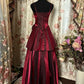 Wine Red Straps Sweetheart Vintage Style Party Dress, Wine Red Prom Dress BBD08