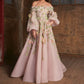 Robe de soirée élégante en tulle rose à épaules dénudées et manches longues, robe de bal, robe de soirée C3207
