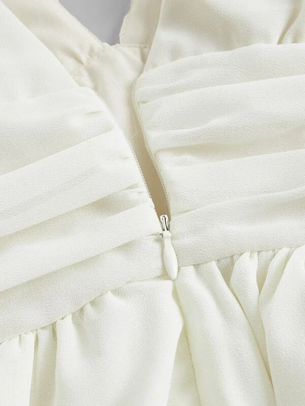 Vintage A line Straps White Chiffon Homecoming Dress 18th Birthday Outfits C1063