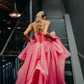 Pretty Light Pink A Line Strapless Organza Prom Dress Long Prom Dresses C2673