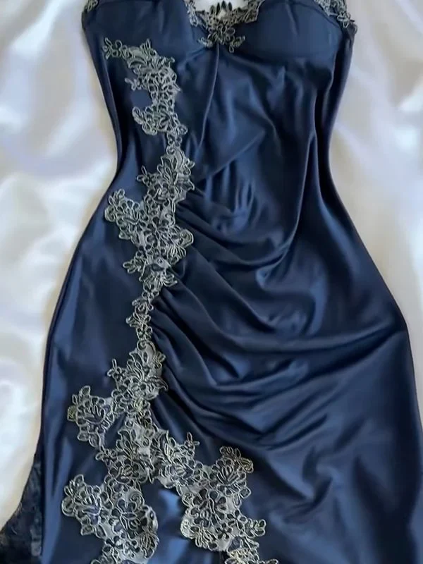 Robe de bal sirène sexy à bretelles spaghetti en dentelle C617