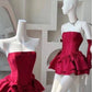 Chic A Line Short Burgundy Satin Homecoming Dress 18th Birthday Outfits C642