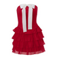 Robe fourreau sexy sans bretelles à volants rouges, tenue de soirée courte pour anniversaire C2029