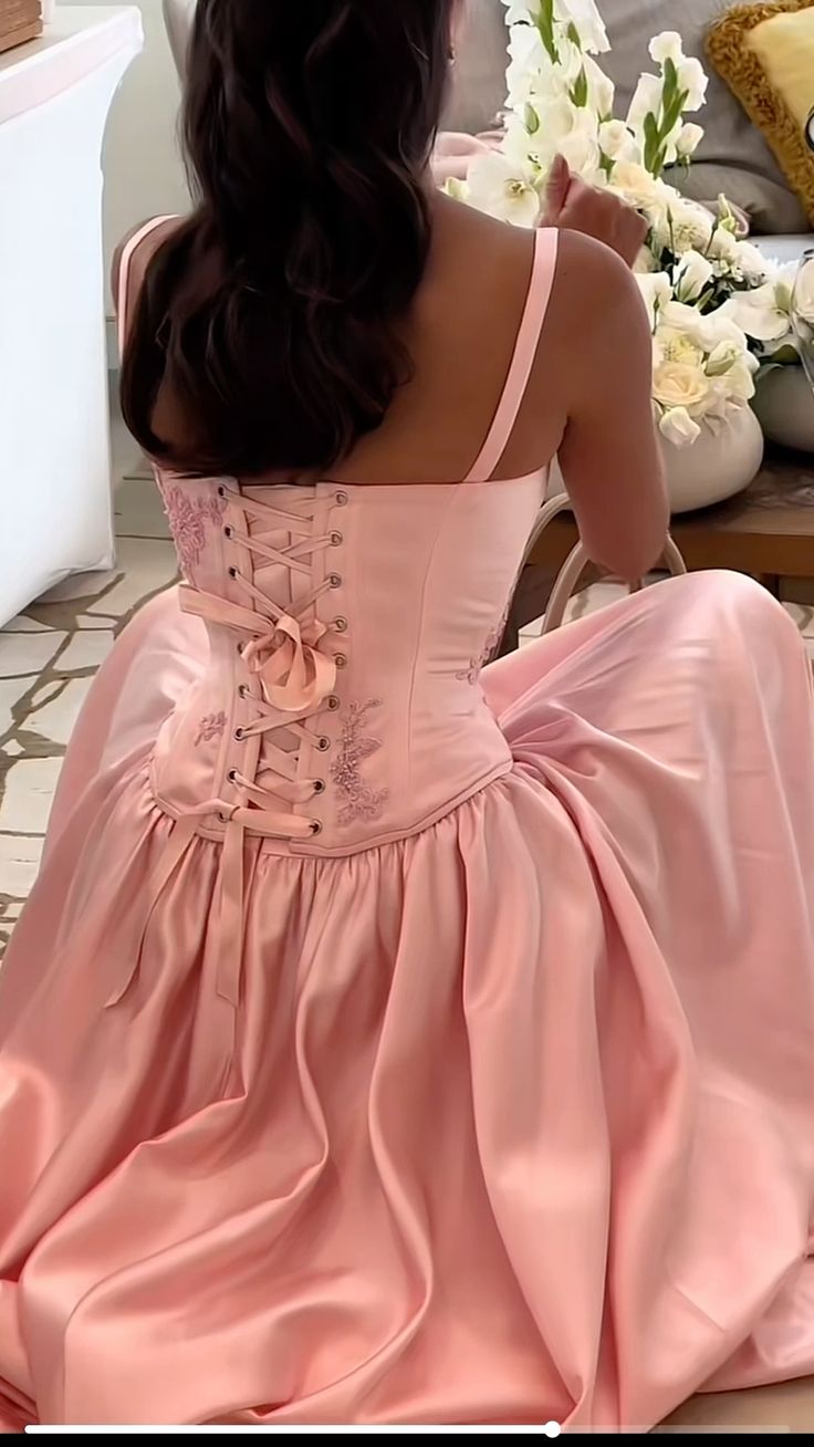 Robe de soirée longue en satin rose à bretelles trapèze élégante, tenue d'anniversaire C3553