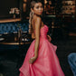 Pretty Light Pink A Line Strapless Organza Prom Dress Long Prom Dresses C2673