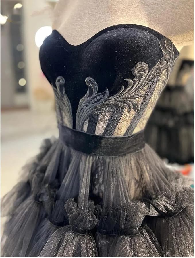 Lace Applique Prom Dresses Tiered Homecoming Dresses C372